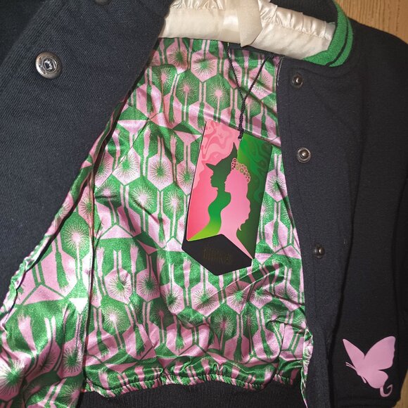 NEW Girls' Wicked Defy Gravity Bomber Jacket - Green/Black XS - Picture 6 of 8